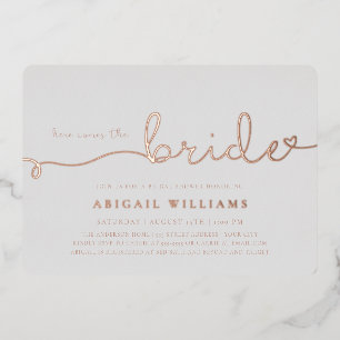 Aluminium Voici venir la mariée Invitation en feuille d'alum