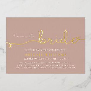 Aluminium Voici venir la mariée Invitation en feuille d'alum