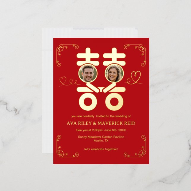 always in love foil invitation postcard (Enveloppe)