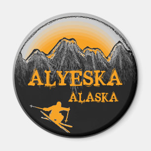 Alyeska Alaska orange skier aimant