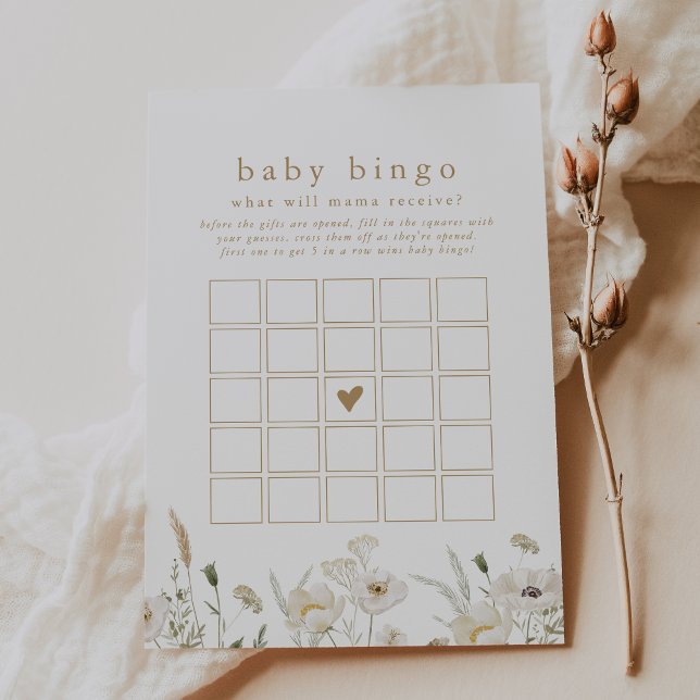 ALYSSA Flower Bingo Baby shower Carte de jeu (ALYSSA Flower Baby Bingo Baby Shower Game Card)