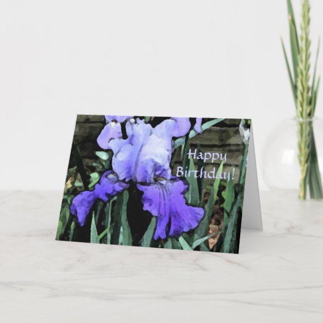 AM- Blue Iris Joyeux Anniversaire ! Carte (Devant)