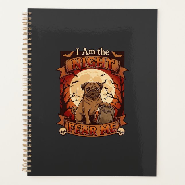 Am Nuit Crains Moi Halloween Pug Lune Tombale (Devant)