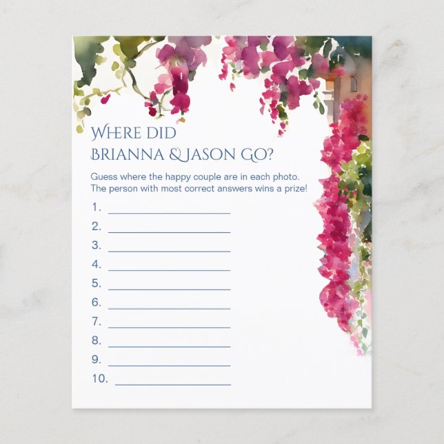 Amalfi bridal shower games where did they go (Devant)