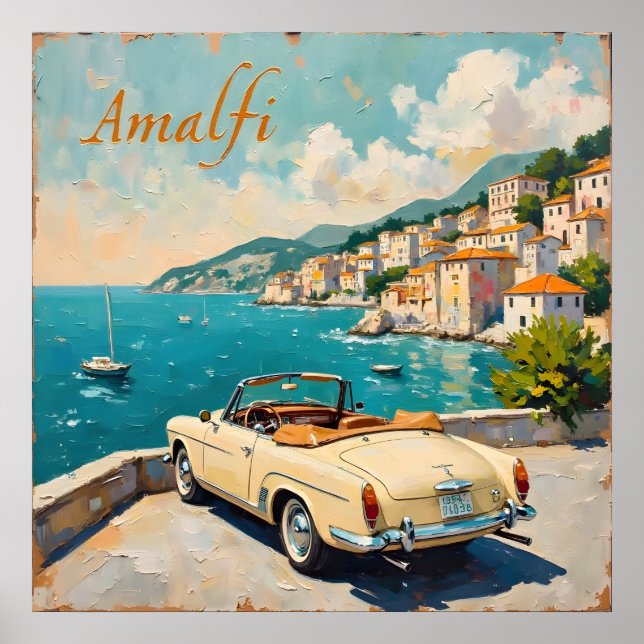 Amalfi Coast Classic : Poster Retro Peinture à l'h (Devant)