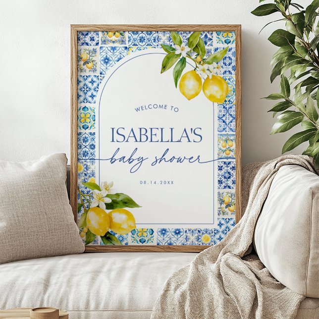 Amalfi Coast Lemon Baby shower Affiche de bienvenu (Créateur téléchargé)