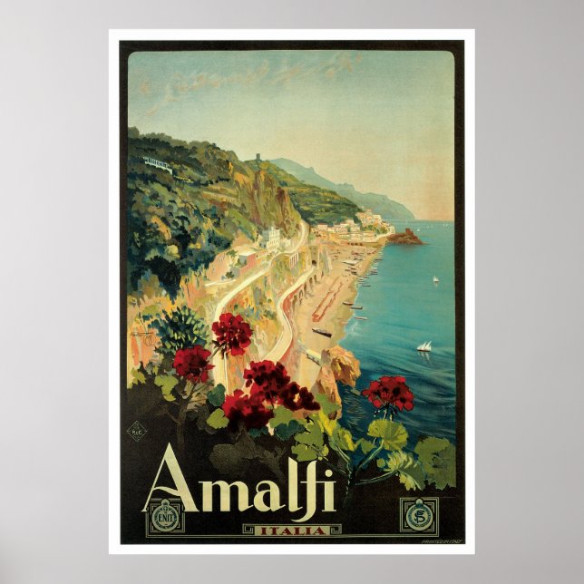 Amalfi, Italie affiche de voyage vintage (Devant)