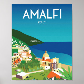 Amalfi Italie poster de voyage ville italienne med