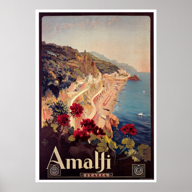 Amalfi, Italie Poster Vintage voyage (Devant)