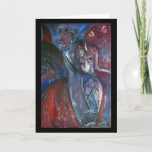 Amants de la nuit - carte de voeux originale d'art