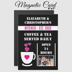 Amateur de café photo frigo rose carte magnétique