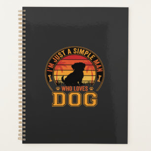 Amateur de chien homme simple rétro coucher de sol