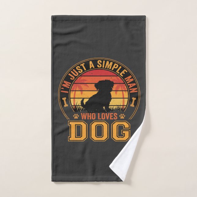 Amateur de chien Homme simple Rétro Coucher de sol (Serviette à main)