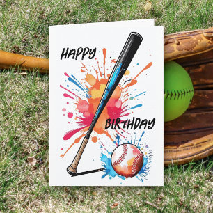 Amateurs de baseball Bat & Ball Splash Carte d'ann