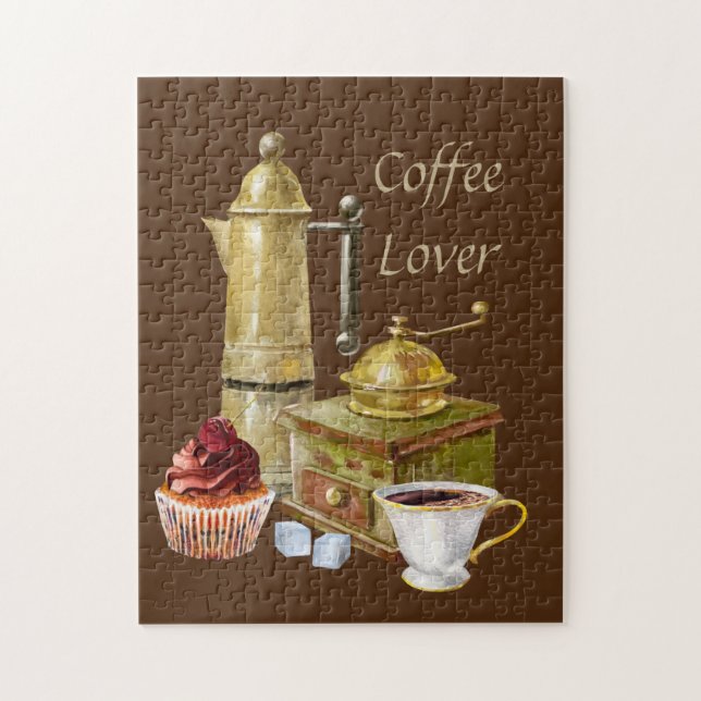 Amateurs de café cool ajouter texte puzzle (Vertical)