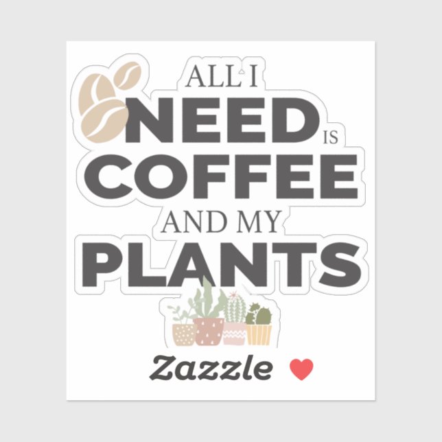 Amateurs de café et de plante Stickers vinyle (Feuille)