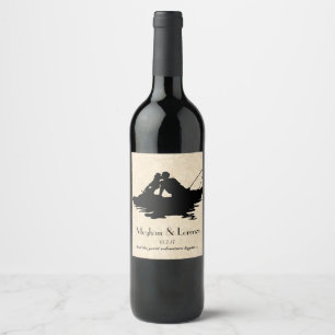 Amateurs de pêche vintage Étiquettes de vin de bat