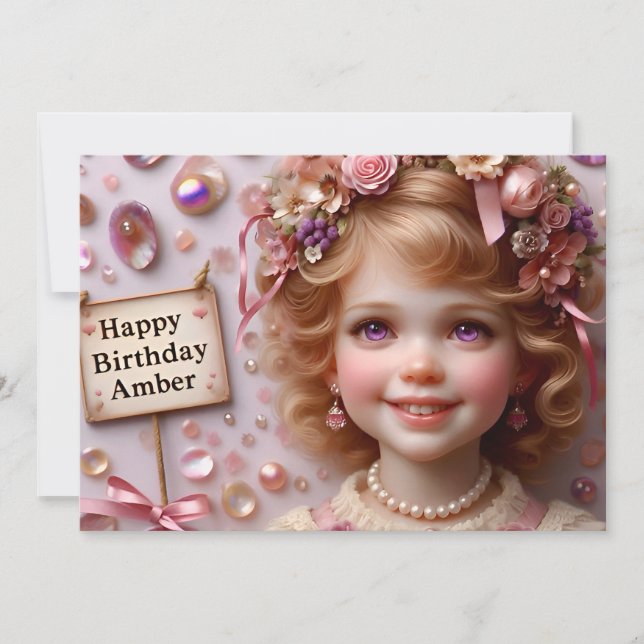 AMBER ~ Invitation anniversaire ~ Personnalisable  (Devant)