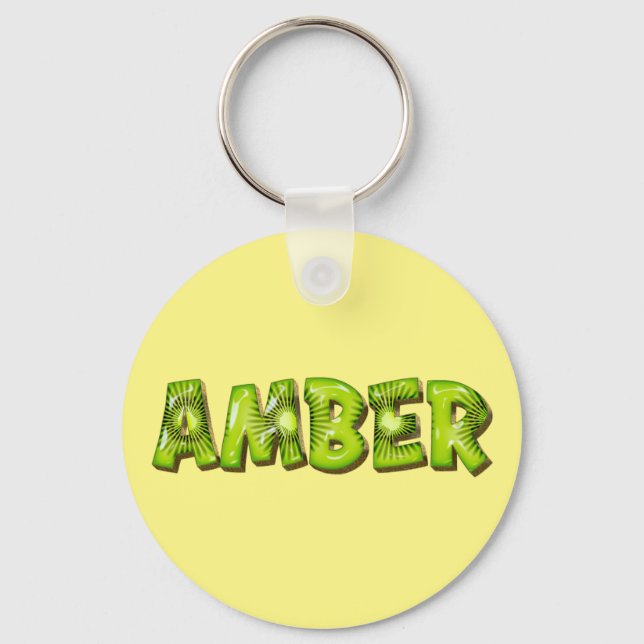 Amber Name Kiwi Design Porte-clés (Recto)