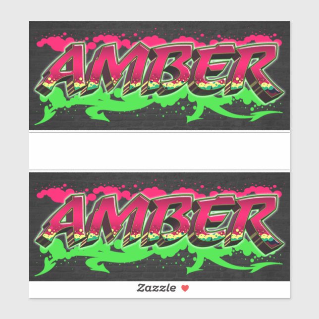 Amber prénom nom graffiti autocollant sticker (Feuille)