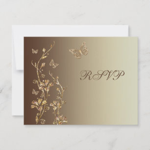 Ambre, floral marron avec carte de réponse Papillo