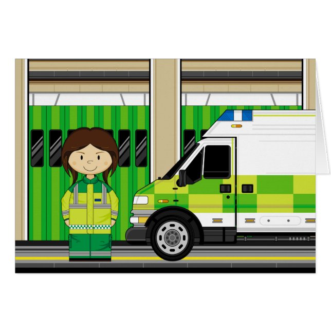 Ambulance de bande dessinée et EMT (Devant horizontal)
