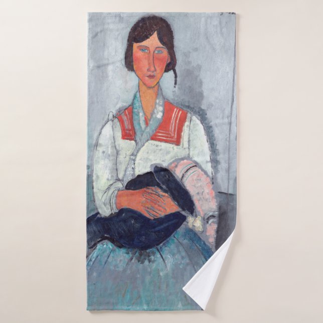 Amedeo Modigliani - Femme tzigane avec bébé (Serviette de bain)