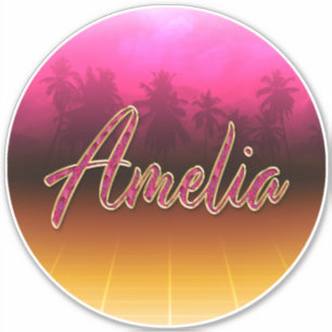 Amelia Prénom Golden rose Autocollants Autocollant
