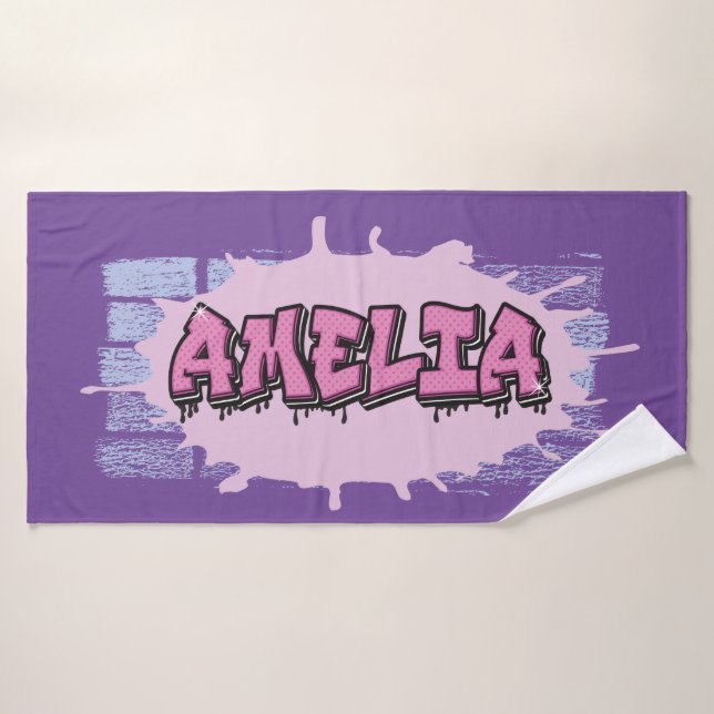 Amelia Votre Nom Graffiti Bath Beach Towne (Serviette de bain)