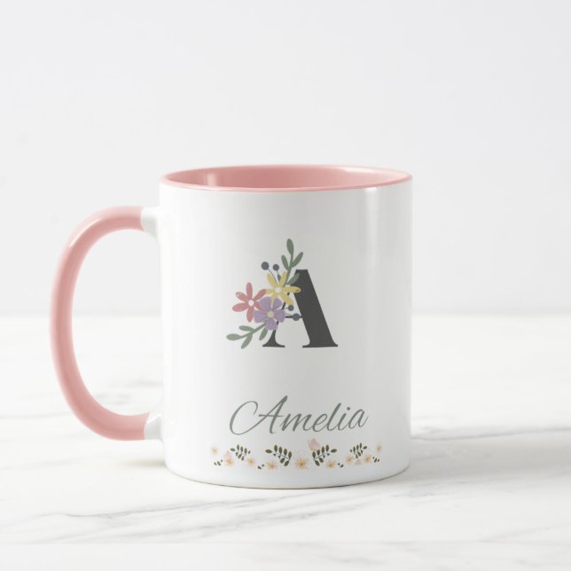 Amelia's Elegant Rose Floral Coffee Mug (Gauche)