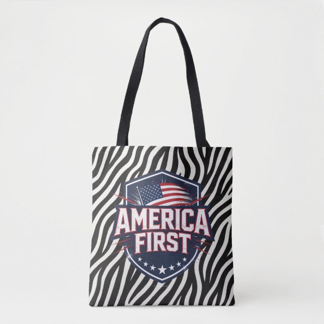 America First - Impression Zèbre - Sac fourre-tout (Devant)