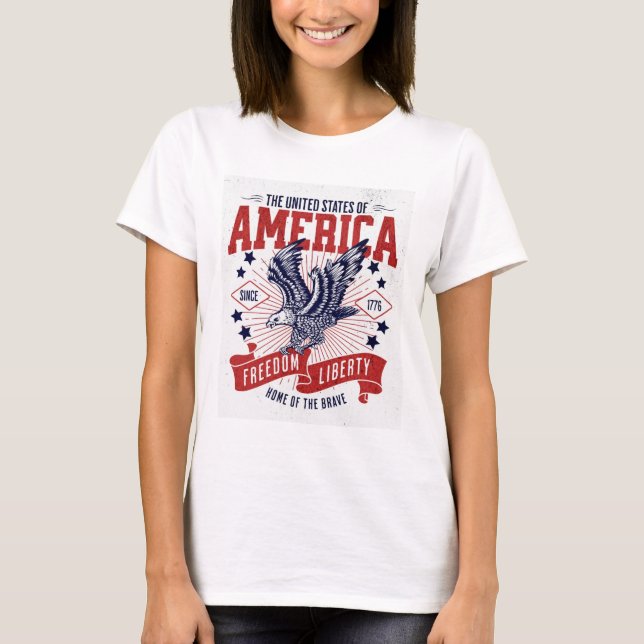 "America Freedom Liberty T-shirt - Fierté patrioti (Devant)