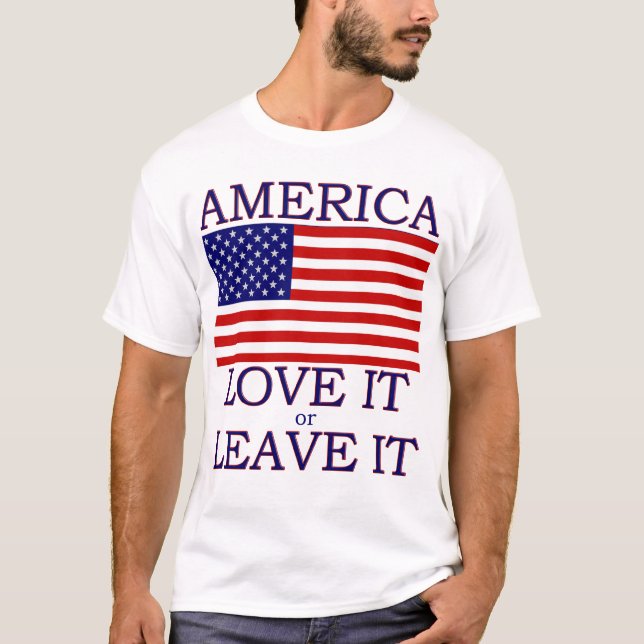 America Love it or Leave it Flag Mens T-shirt (Devant)