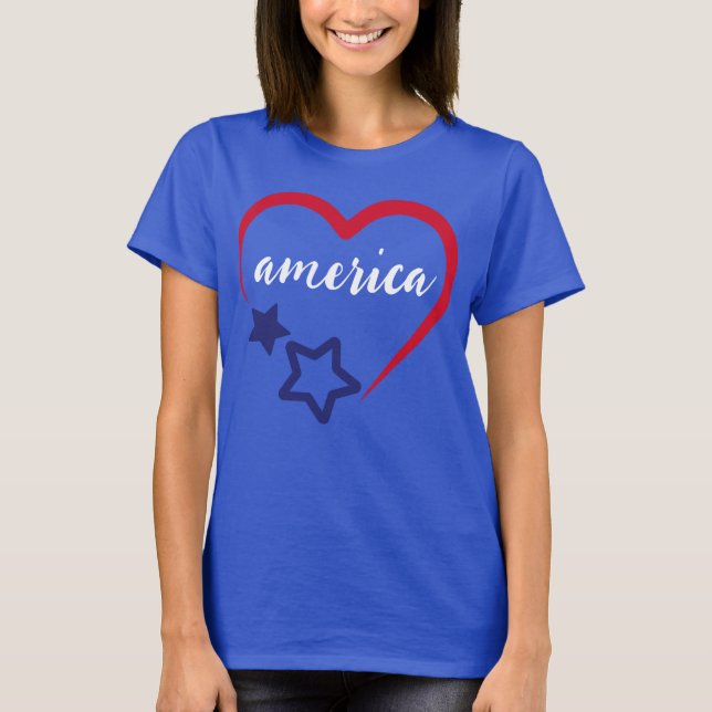 America Patriotic Heart Juillet 4 Juillet T-shirt  (Devant)