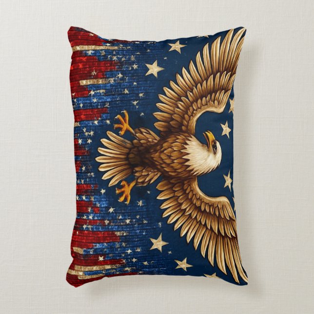 "American Bald Eagle Accent Coussin - Patriotique  (Devant(Vertical))