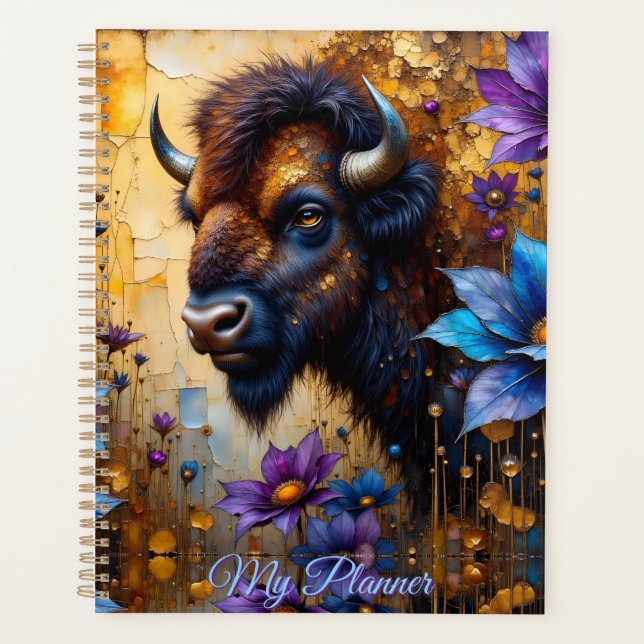 American Bison in textured Flower *Personalize* (Devant)