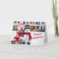 American Bulldog Poster avec sa carte Snowman