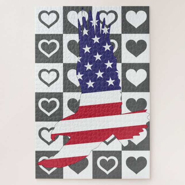 American Eagle Drapeau Jigsaw Puzzle Coeurs (Vertical)