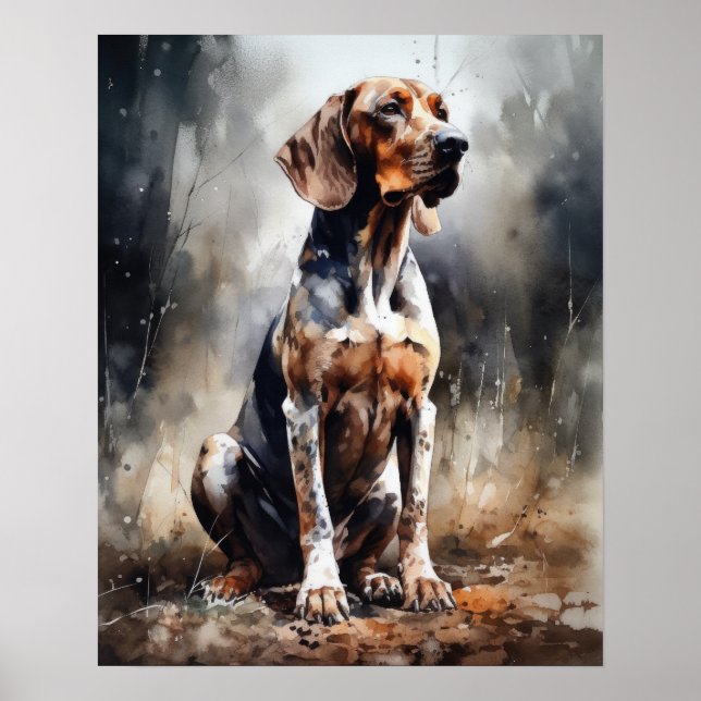American English Coonhound Dog Art Print Poster (Devant)