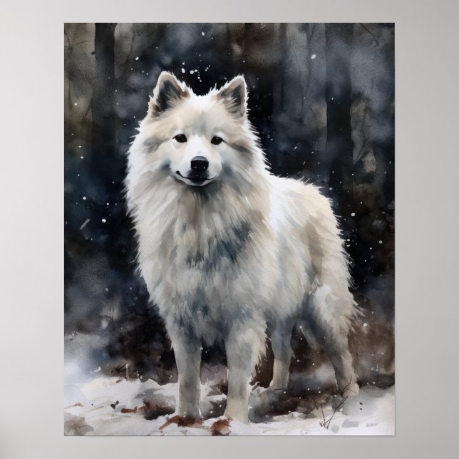 American Eskimo Dog Art Poster (Devant)
