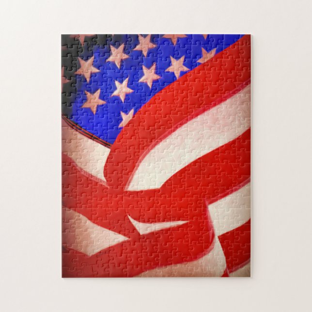 American Flag 11x14 Photo Puzzle with Gift Box (Vertical)