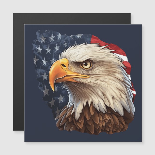 American Flag Bald Eagle Magnet (Devant / Derrière)