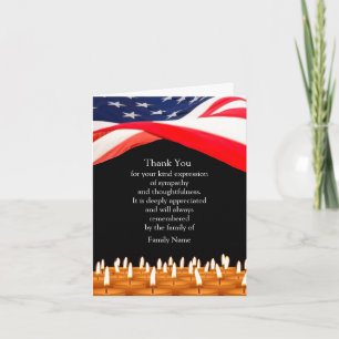 American Flag Candle après funérailles Merci Carte