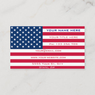 American Flag Carte de visite USA Professionnel