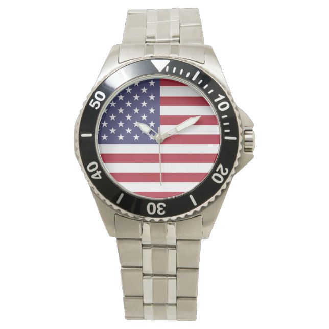 American Flag Classic Montre en acier inoxydable (devant)