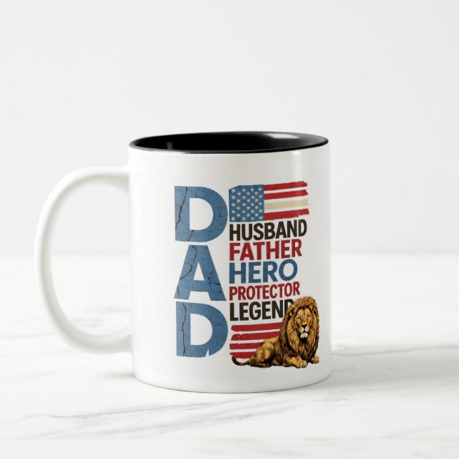 American flag Dad Lion Patriotic Mug (Gauche)