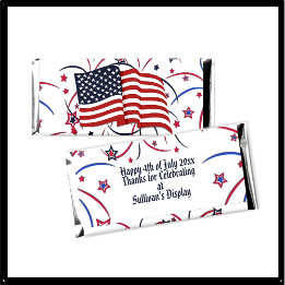 American Flag et Fireworks Texte personnalisé