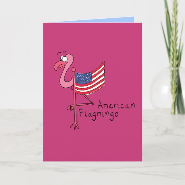 American Flag Flamant rose drôle de carte de voeux (Devant)