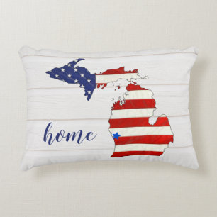 American Flag Michigan Accent Coussin