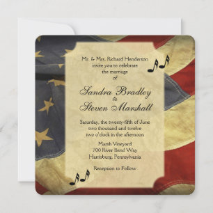 American Flag Music Wedding Invitations